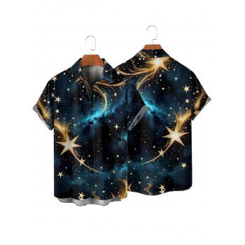 Couple Outfit Star Galaxy Print Spaghetti Strap Dress and Shirt Set