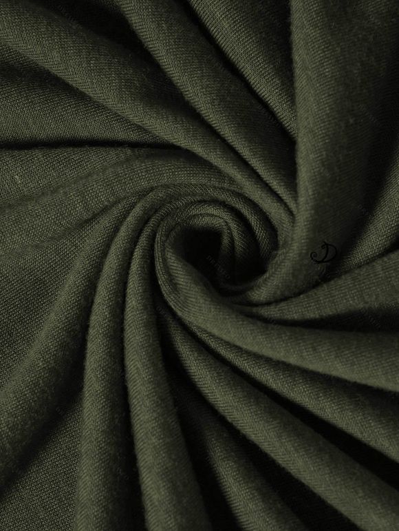 Haut Ajusté Bague en O Manches Longues à Col V à Lacets - Vert profond XL | US 10