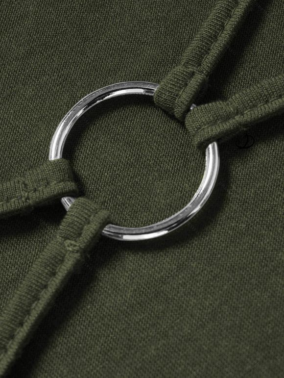 Haut Ajusté Bague en O Manches Longues à Col V à Lacets - Vert profond XL | US 10