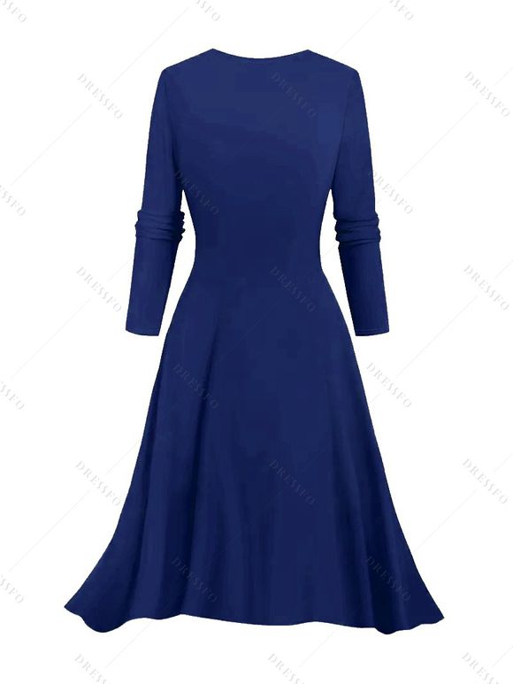 Ensemble robe à bretelles spaghetti imprimée ombrée et haut long ouvert sur le devant - Bleu profond S | US 4