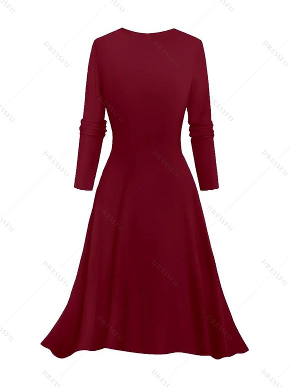 Ensemble robe à bretelles spaghetti imprimée ombrée et haut long ouvert sur le devant - Rouge Vineux S | US 4