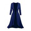 Ensemble robe à bretelles spaghetti imprimée ombrée et haut long ouvert sur le devant - Bleu profond XXL | US 14