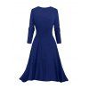 Ensemble robe à bretelles spaghetti imprimée ombrée et haut long ouvert sur le devant - Bleu profond L | US 8-10
