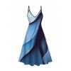 Ensemble robe à bretelles spaghetti imprimée ombrée et haut long ouvert sur le devant - Bleu profond XXL | US 14
