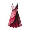 Ensemble robe à bretelles spaghetti imprimée ombrée et haut long ouvert sur le devant - Rouge Vineux XXL | US 14