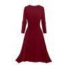 Ensemble robe à bretelles spaghetti imprimée ombrée et haut long ouvert sur le devant - Rouge Vineux XXL | US 14