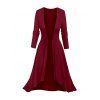 Ensemble robe à bretelles spaghetti imprimée ombrée et haut long ouvert sur le devant - Rouge Vineux XXL | US 14