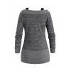 Women Outfit Textured Heather Faux Twinset Top and Zipper Buckle Leggings Set - Gris S | US 4