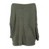 Women Outfit Solid Color Textured Skew Neck Top and Zipper Buckle Leggings Set - Vert Armée S | US 4