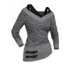 Women Outfit Textured Heather Faux Twinset Top and Zipper Buckle Leggings Set - Gris S | US 4