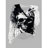 Pull gothique tricoté à imprimé tête de mort et col en V ajouré - Blanc M | US 6