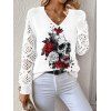 Pull gothique en tricot à imprimé tête de mort et col en V ajouré - Blanc M | US 6