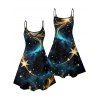 Robe à imprimé étoiles et galaxie, mini-robe à bretelles spaghetti et col en V - Noir S | US 4