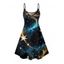 Robe à imprimé étoiles et galaxie, mini-robe à bretelles spaghetti et col en V - Noir S | US 4