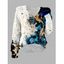 Pull tricoté à imprimé floral colorblock, col en V ajouré - Blanc M | US 6