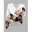 Pull tricoté de vacances à imprimé floral et feuilles, col en V ajouré, colorblock - Blanc XL | US 10