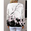 Pull tricoté de vacances, imprimé fleur de pêcher, col en V ajouré - Blanc XL | US 10
