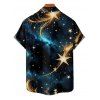 Chemise boutonnée à imprimé galaxie et étoiles pour homme - Noir 2XL