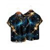 Chemise boutonnée à imprimé galaxie et étoiles pour homme - Noir 2XL