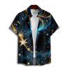 Chemise boutonnée à imprimé galaxie et étoiles pour homme - Noir 2XL