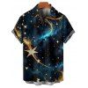 Chemise boutonnée à imprimé galaxie et étoiles pour homme - Noir 2XL