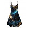 Couple Outfit Star Galaxy Print Spaghetti Strap Dress and Shirt Set - Noir S | US 4