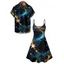 Couple Outfit Star Galaxy Print Spaghetti Strap Dress and Shirt Set - Noir S | US 4
