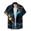 Couple Outfit Star Galaxy Print Spaghetti Strap Dress and Shirt Set - Noir S | US 4