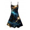 Couple Outfit Star Galaxy Print Spaghetti Strap Dress and Shirt Set - Noir S | US 4