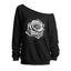 Sweat-shirt décontracté à manches longues et col incliné avec imprimé Rose Cash - Noir M | US 6