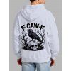 Sweat à capuche gothique à manches longues pour homme, imprimé tête de mort F-CAW-F Raven - Blanc XL