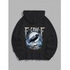 Sweat à capuche gothique pour homme F-CAW-F, imprimé tête de mort et lune de corbeau - Noir S