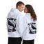 Gothic Couple Hoodie F-CAW-F Raven Skull Print Long Sleeve Hooded Sweatshirt Set - Blanc S | US 4