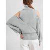 Pull tricoté de couleur unie, col roulé, épaules dénudées, pull surplis - Gris Clair L | US 8