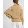 Pull tricoté de couleur unie, col roulé, épaules dénudées, pull surplis - Bronze L | US 8