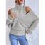 Pull tricoté de couleur unie, col roulé, épaules dénudées, pull surplis - Bronze L | US 8