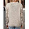 Pull tricoté de couleur unie à manches longues et col en V ajouré - café lumière S | US 4