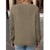 Pull tricoté de couleur unie à manches longues et col en V ajouré - Vert Armée L | US 8