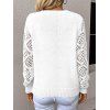 Pull tricoté de couleur unie à manches longues et col en V ajouré - Blanc L | US 8