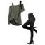 Women Outfit Solid Color Textured Skew Neck Top and Zipper Buckle Leggings Set - Vert Armée S | US 4