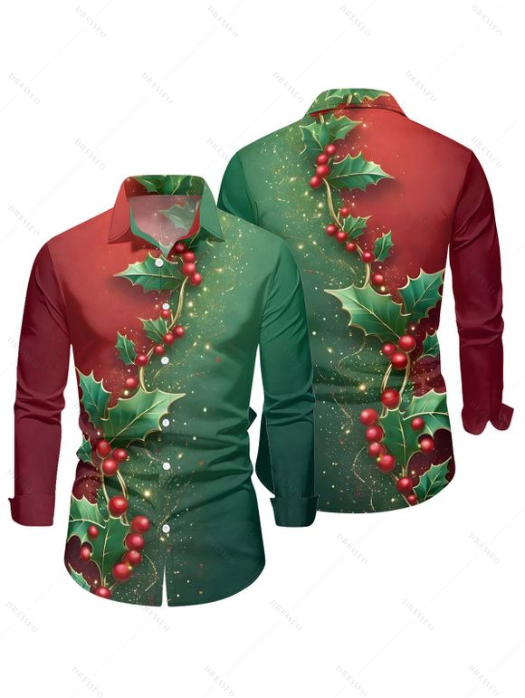 Chemise de vacances pour homme, chemise boutonnée à imprimé sapin de Noël colorblock - multicolor A 4XL