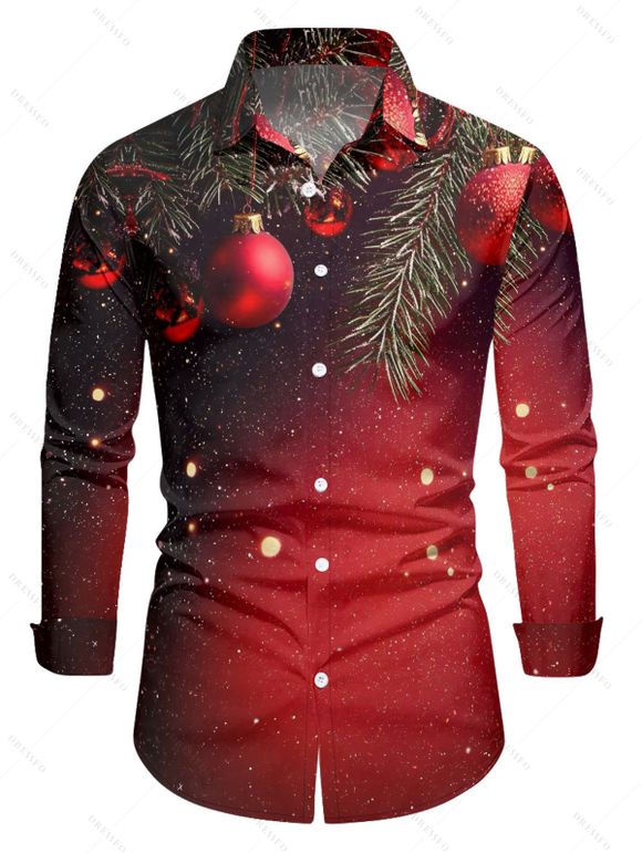 Couple Outfit Christmas Tree Bell Print Lace Up Hoodie Dress and Shirt Set - Rouge foncé S | US 4