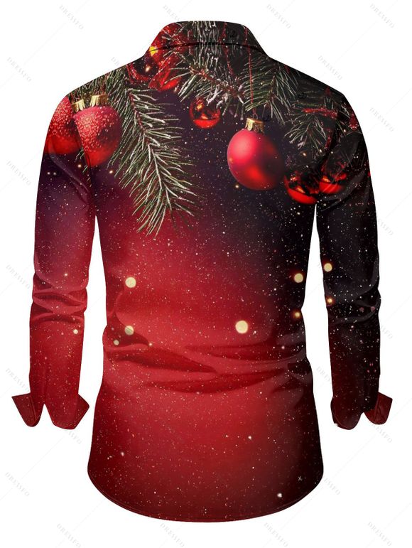 Couple Outfit Christmas Tree Bell Print Lace Up Hoodie Dress and Shirt Set - Rouge foncé S | US 4