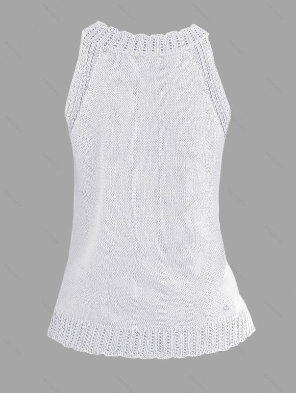 Pull tricoté sans manches de couleur unie Pull col rond festonné - Blanc XL | US 10