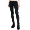 Leggings gothiques taille haute élastiques à lacets de couleur unie - Noir S | US 4