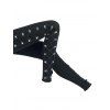 Leggings gothiques taille haute élastiques à lacets de couleur unie - Noir XXL | US 14