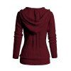 Cardigan à capuche boutonné en tricot torsadé de couleur unie à manches longues, cardigan décontracté - Rouge Vineux L | US 8-10