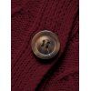 Cardigan à capuche boutonné en tricot torsadé de couleur unie à manches longues, cardigan décontracté - Rouge Vineux XXL | US 14