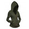 Cardigan à capuche boutonné en tricot torsadé de couleur unie à manches longues, cardigan décontracté - Vert Armée XXL | US 14