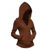 Cardigan à capuche boutonné en tricot torsadé de couleur unie à manches longues, cardigan décontracté - Brun XL | US 12